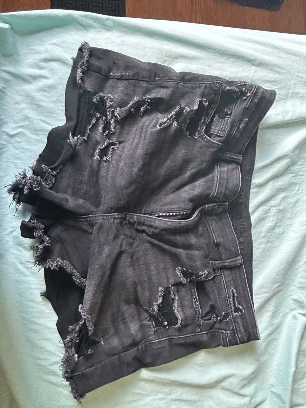 Black Distressed Denim shorts - Frayed Detail